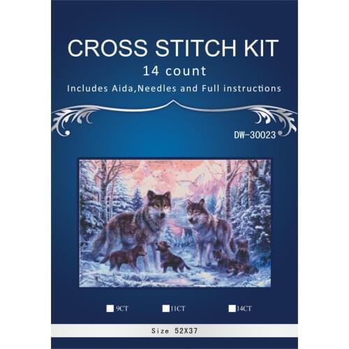 Animal Cross stitch,Full Embroidery,DIY Wolf Family Painting,14CT Cross-stitch Needlework,Sets For Embroidery