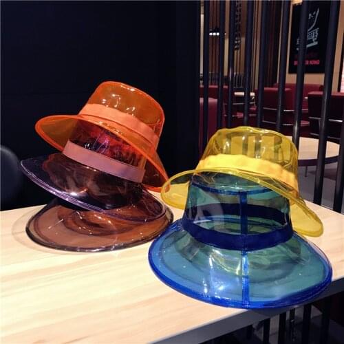 Axi-01807 European fashion shows Transparent jelly series men women fedoras cap leisure polyester leisure hat