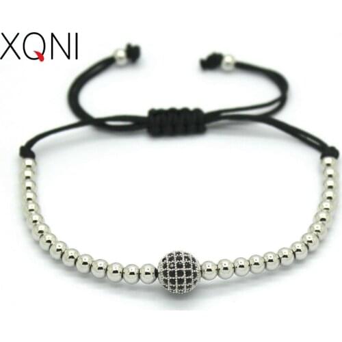 XQNI Brand Silver Color Strand Charm Bracelets Famale Jewelry Trendy Mini CZ Braiding Macrame Beads Women Bracelets Gift