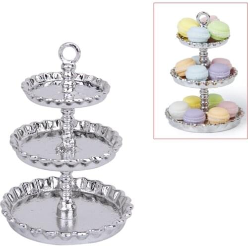 1/12 Dollhouse Miniature 3 layer Metal Desserts Snack Rack Stand