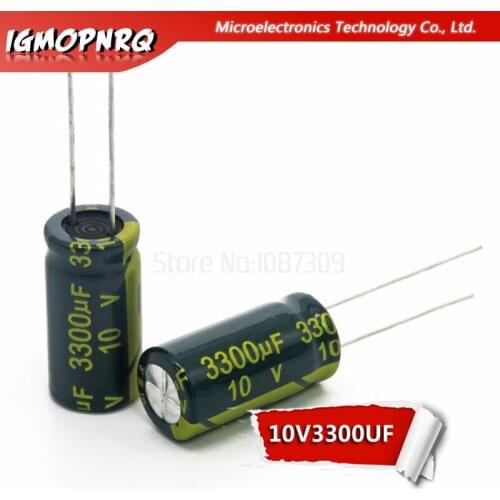 10PCS 10V3300UF 10*20mm 3300UF 10V 10x20mm Aluminum Electrolytic Capacitors DIP