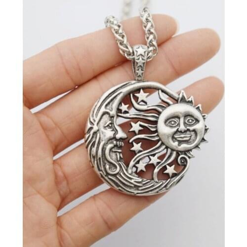 12pcs Fashion Sun Moon Star Necklace Charm Chain Witchcraft Pagan Jewelry Engagement Wedding Gift