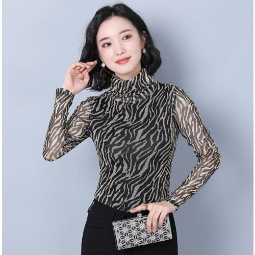 2018 Autumn New Pattern Will Code Thin Elastic Force High Lead T Pity Printing Gauze Rendering Unlined Upper Garment