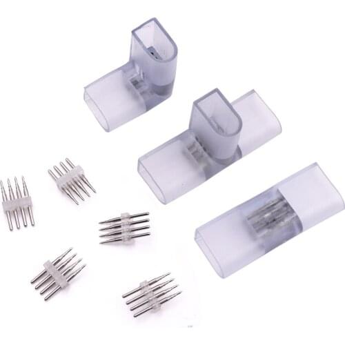 4 pin I L T shape Corner connector middle plug With Copper needle for 110V 220V 2835 5050 RGB Size 10X20mm Neon Strip