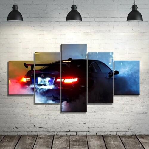 5 Panel BMW M3 Super Sports Car Wall Art Posters Canvas Pictures HD Prints Paintings Home Decor Bedroom Living Room Decoration