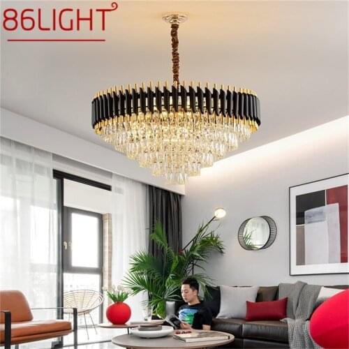 86LIGHT Black Chandelier Fixtures Postmodern Luxury Crystal Pendant Lamp Light Home LED for Living Dining Room