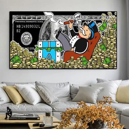 Abstract Monopoly Dollars Money Canvas Painting Wall Art Canvas Posters Prints Wall Pictures for Living Room Home Cuadros Decor