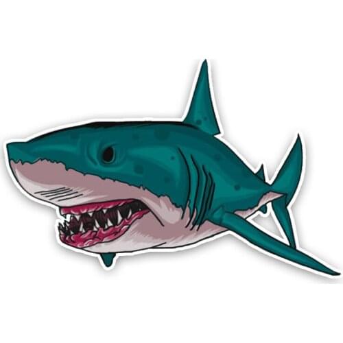 Aggressive Shark Cartoon Car Sticker Waterproof Decal Laptop Suitcase Truck Motorcycle Auto Accessories PVC,14cm*9cm