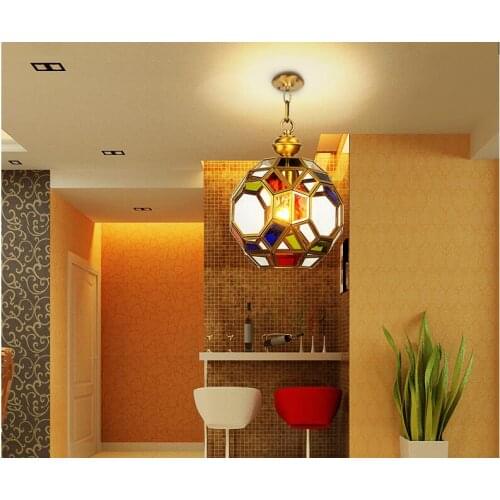 Free Shipping D20cm American Pendant Lights Stairway Color Glass Euro Stairway Corridor Home Garden Bronze Carnival Pendant Lamp