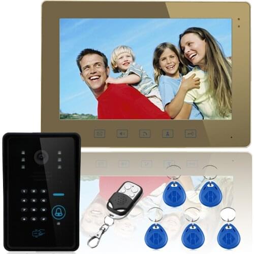 Free Shipping !Ennio Touch Key 10" Lcd RFID Password Video Door Phone Intercom System 1000 TV Line Remote Access Control System