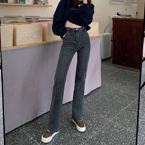 High Waisted Jeans New Style Autumn And Winter Womens Retro Straight Tube Micro Flared Jeans