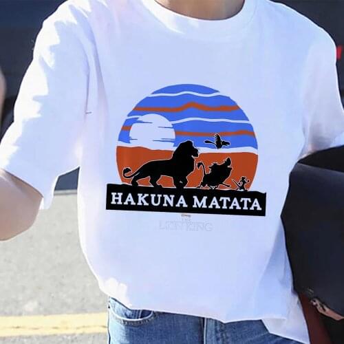 Disney The Lion King T shirt Women Animal Plus Size White Funny Tshirt HAKUNA MATATA Casual T-shirt Print Girls Clothing