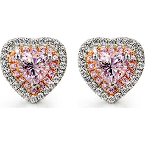 Hermosa Valentines Gifts Love Heart Shape Girls Women Earrings White Pink Topazz Kunzitee Romantic Jewelry