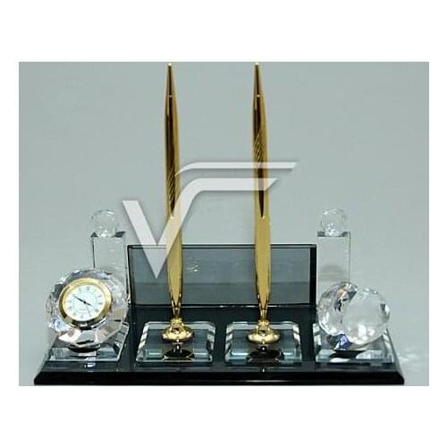 Ad Store Crystal Table Name Black Glass Yellow Silver Colour Pencil Clock Bussiness Card Area Made in Turkey