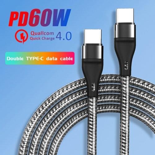 PD 60W USB Type C To Type C Cable Fast Charging Wire QC 4.0 Mobile Phone Data Cord For Xiaomi 11 10 Redmi 5 Samsung Galaxy S20