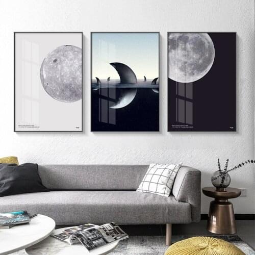 Hd Canvas Painting Wall Art Poster Lunar Space Style Home Decor Hanging Picture For Living Room Bedroom C1