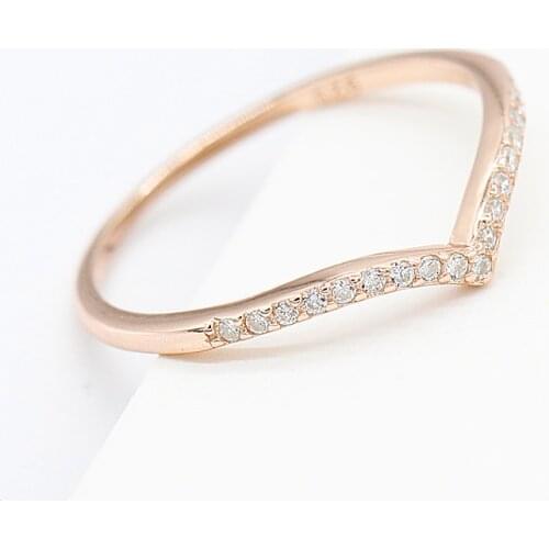 100% 925 Sterling Silver Water Droplet Rose Gold Color CZ Finger Rings for Women Wedding Engagement Jewelry Girlfriend Gift