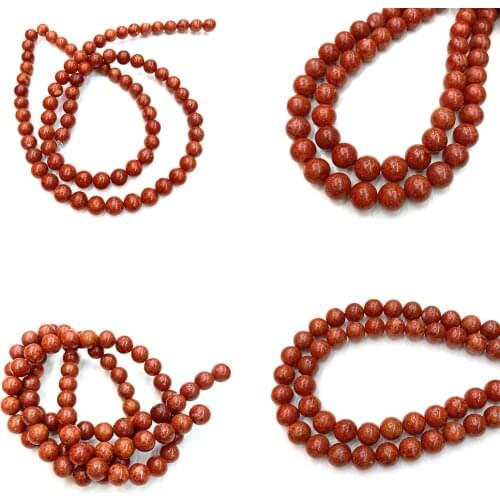 Coral Beads Red Grass Coral Round Beads Handmade DIY Exquisite Necklace Ladies Charm Bracelet Earrings Accessories Wholesale