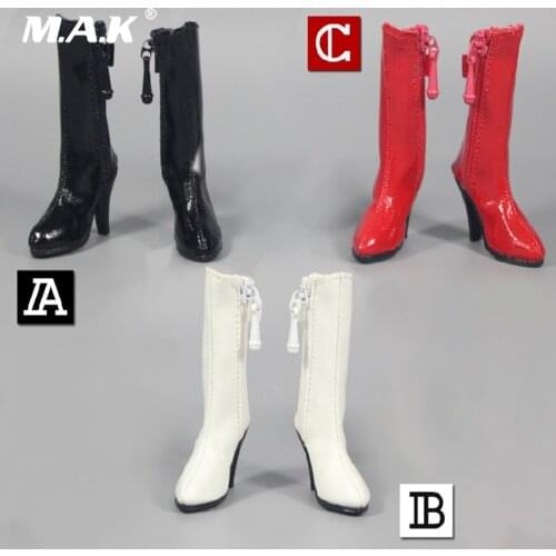 1/6 Scale Female Shoes Middle Long Zipper Leather Boots Model Hollow Inside ZY1010 for 12 inches Action Figure Accessory