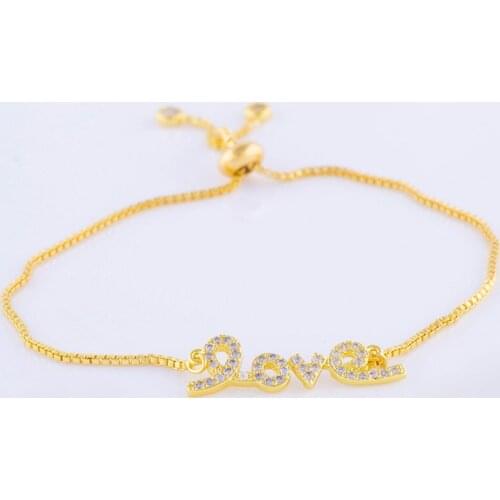 Fashion Europe and the United States popular copper inlaid zircon LOVE Paul color bracelet