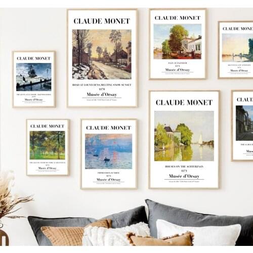 Claude Monet Vétheuil Impression Sunrise Wall Art Canvas Painting Nordic Posters And Prints Pictures For Living Room Home Decor