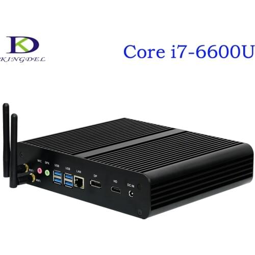 Kingdel Fanless Desktop Mini PC,4K HTPC,Intel SKYLAKE 6th Generation i7-6600U,Nettop With 16GB RAM+1TB HDD,1*DP+1*HDMI,Windows10