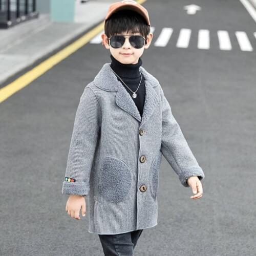 Solid Color Winter Teens Outerwear Baby Boys Trench Coats Single-Breasted Jackets For Boy Clothing Tops Kids Windbreaker Coat