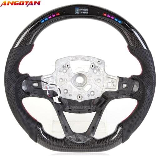 Carbon Fiber Perforated Leather Steering Wheel With LED Display Fit For BMW i8