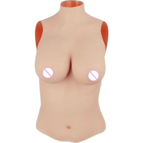 CYOMI C CUP Realistic Silicone Half Bodysuit High Collar Neck Fake Boobs Chest Breast Forms for Female Crossdresser Drag Queen