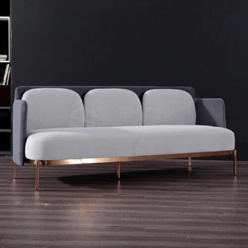 Luxury Design Living Room Furniture Leather Fabric Upholstery Sofa 3 Seat Sofa with Stainless Steel Leg