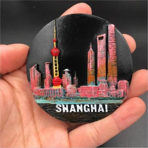 BABELEMI 2020 Shanghai China Souvenirs 3D Hand Painted Pearl of the Orient Fridge Magnets Gift Refrigerator Magnetic Sticker