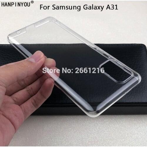 For Samsung Galaxy A31 A315F A315G 6.4" Hard PC Camera Protect Case Ultra Thin Clear Hard Plastic DIY Full Cover Protective Skin