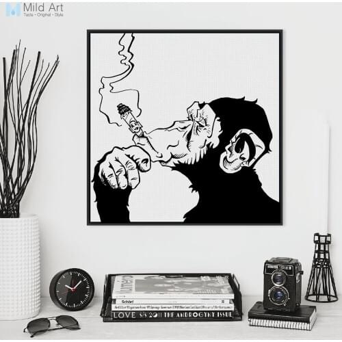 Black and White Chimpanzee Posters Prints Vintage Hipster Animals Pictures Nordic Home Decor Wall Art Canvas Paintings No Frame