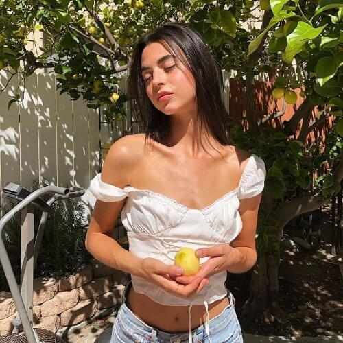 Women Sexy Short Sleeve Solid Color Criss Cross Lace Up Tee Shirts Off Shoulder Crop Tops Soft And Comfortable Easy To Wear