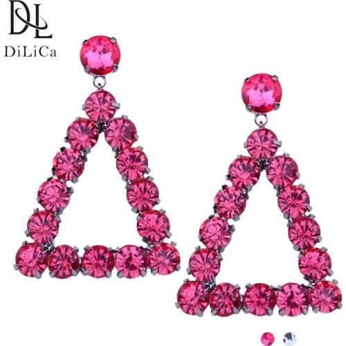 DiLiCa Elegant Drop Earrings Women Crystal Geometric Statement Earrings Vintage Earring Dangle Jewelry Boucles d'oreilles