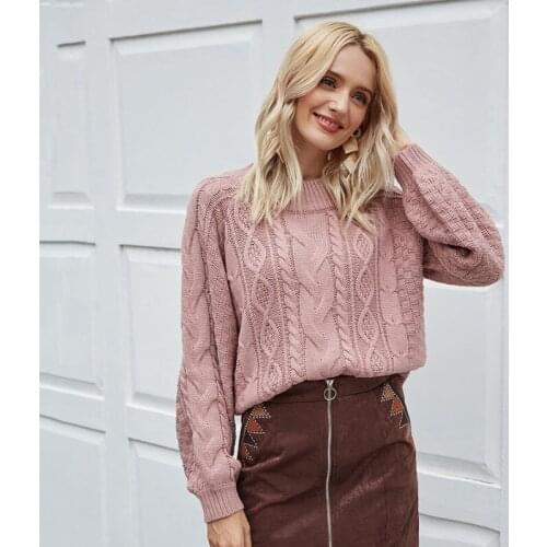 2020 Autumn And Winter New Round Neck Pullover Ladies Sweater Solid Color Long Sleeve Loose Sweater Top