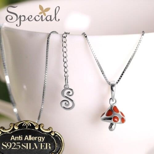 Special Brand Fashion 925 Sterling Silver Maxi Necklace Women Lovely Plant Necklaces Pendants Mushroom Jewelry Gifts S1701N