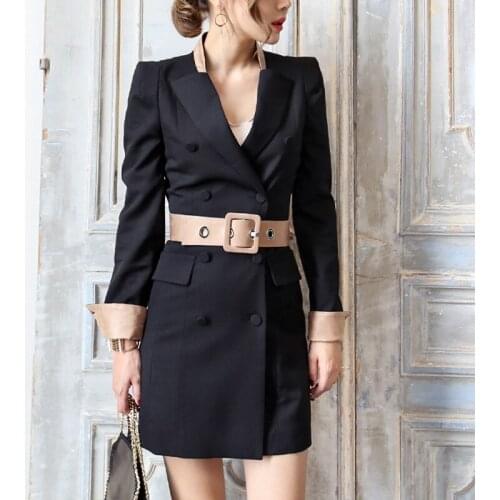 Women Casual Double-Breasted Office Dress Vintage Long Shirt Everyday Dress Women Sheath Womens Dresses in Big Sizes