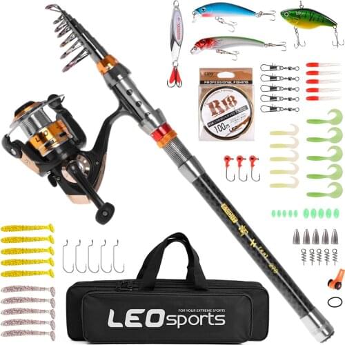 1.8-3.6m Telescopic Fishing Rod Combo and Reel Full Kit Spinning Fishing Reel Gear Pole Set Fishing Line Lures Hooks Jig Head
