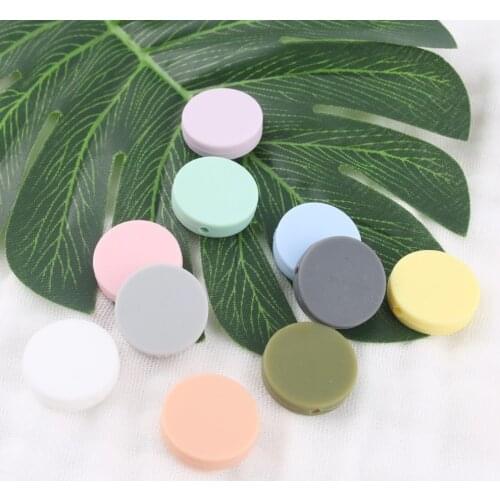 CHEWELRY 10pc Silicone Teething Saucer Loose Bead Flat Round Shaped Chew Bead Baby Diy Necklace Silicone Beads Baby Teether 20mm