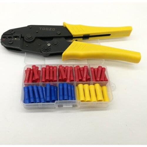 100pcs Insulated Straight Wire Butt Connector Electrical Crimp Terminals 10-22AWG with 03C Crimp Plier tools