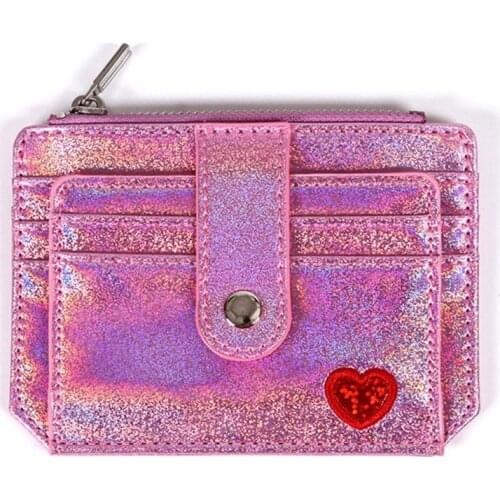 2019 New Creative Ladys Purse Laser PU Leather Credit Card Holder Embroidery Bank Id Card Wallets Buckle Zipper Coins Pocket