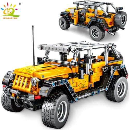 HUIQIBAO 601pcs Off-Road Vehicle Building Block Pull Back Car Bricks Technical MOC Creative Mechanical City Children Toy For Boy