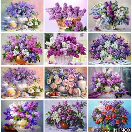 Purple Flower Diamond Painting 5D Diy Diamond Embroidery Full Round& Square Drill Diamond Mosaic Cross Stitch Home Decor