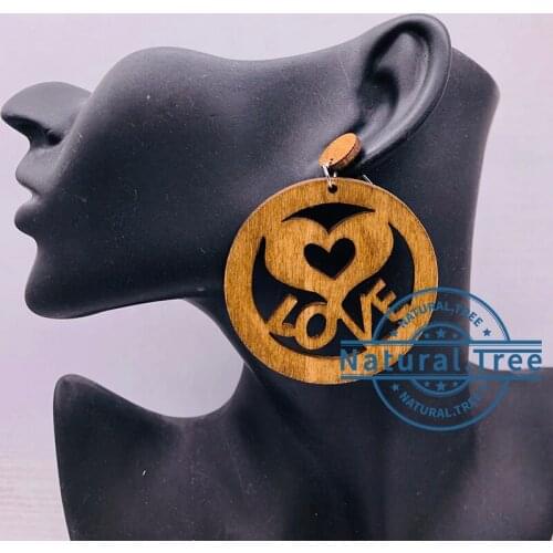 2021 Laser Heart Wooden Earrings can mixed colors