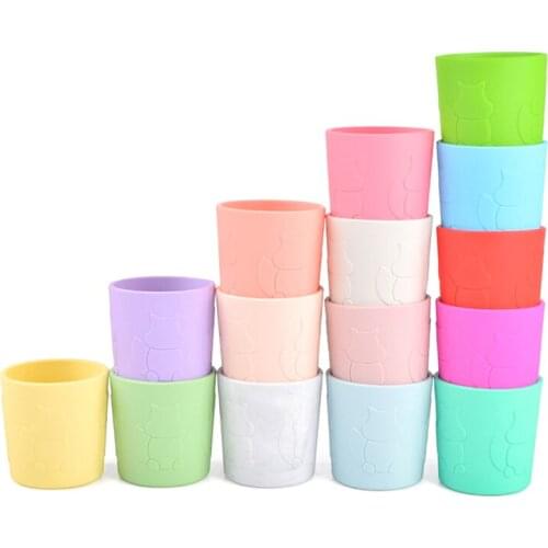 Infant Baby Silicon Snack Cup Baby Drinking Training Water Milk Cup Travel Silicone Coloured Portable Kids Outdoor Handcups