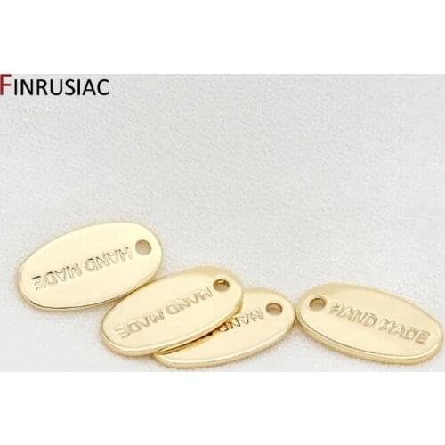 DIY Jewelry Making 14k Gold Plated " HAND MADE" Letter Tag Charm Pendants Accessories For Bracelet Necklace