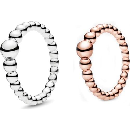 Free shipping Authentic 925 Sterling Silver Beaded Rings For Women DIY Jewelry European Original S925 Rose Ring