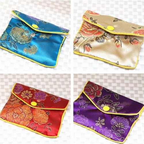 Pretty 75*97mm flower cloth fabric package bag for jewelry gifts box rose red blue purple yellow 10pcs free shipping B2843