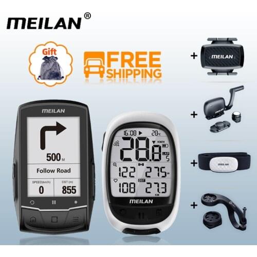 Meilan M1 M2 GPS Wireless Bike Computer Navigation Speedometer Bluetooth 4.0 ANT+ Bicycle Odometer With Chest Heart Rate Monitor